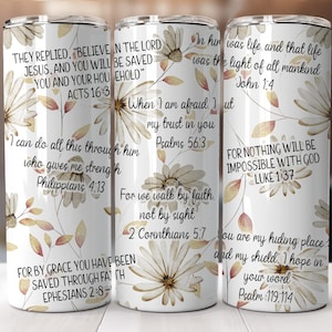 Bible Verses 20 oz Skinny Tumbler Affirmations Tumbler Christian Quotes Sublimation Wrap Tumbler Digital PNG Christian Religious Tumbler