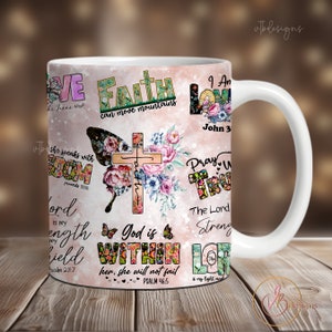 Christian Mug Sublimation Design, 11 oz Mug Wrap, 15 oz Mug Wrap, Sublimation Religious Mug PNG, Faith Mug Wrap, Catholic Mug PNG