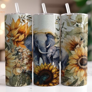 Elephant and Baby Tumbler Wrap PNG 20 oz Skinny Tumbler Sublimation Designs Digital Download Seamless Tumbler Animals Tumbler Design PNG