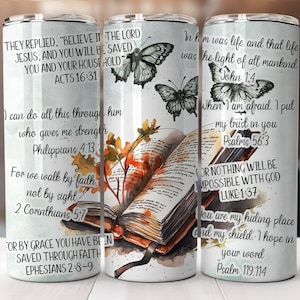 Versetti della Bibbia 20 oz Skinny Tumbler Christian Tumbler Wrap PNG Affermazioni Tumbler, Fede Tumbler PNG, Design Tumbler Religioso, Scarica