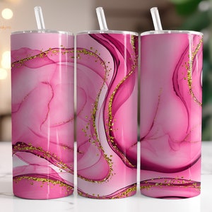 Pink Glitter Tumbler Wrap PNG, 20oz Skinny Tumbler Sublimation Designs, Digital Download, Sublimation Designs Downloads, Tumbler Template