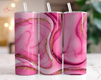 Pink Glitter Tumbler Wrap PNG, 20oz Skinny Tumbler Sublimation Designs, Digital Download, Sublimation Designs Downloads, Tumbler Template