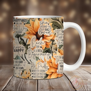 Affirmations Coffee Mug Wrap PNG, Mug Sublimation Designs, 11 oz Mug Wrap, 15 oz Mug Wrap, Digital Download, Mug Template for Sublimation