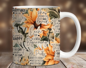 Envoltura para taza de café con frases en formato PNG, diseños de sublimación de tazas, envoltura para taza de 325 ml, envoltura para taza de 405 ml, descarga digital, plantilla para taza de sublimación