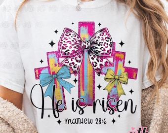He is risen Png, Easter Coquette Bow Png, Happy Easter Png, Christian Easter Png, Bible verse png, Coquette Christian Png, Digital Download