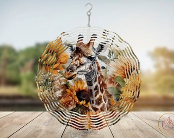 Giraffe Wind Spinner Sublimation Design Template, 10inch Round Wind Spinner Designs, Round Hanging Spinners PNG