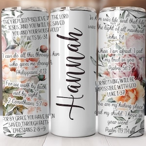 Bible Verses 20 oz Skinny Tumbler Christian Tumbler Wrap Affirmations Tumbler, Bible Tumbler PNG, Add Your Own Name Tumbler Digital Download