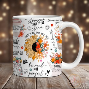 Affirmations Coffee Mug Wrap PNG, Mug Sublimation Designs, 11 oz Mug Wrap, 15 oz Mug Wrap, Digital Download, Mug Template for Sublimation