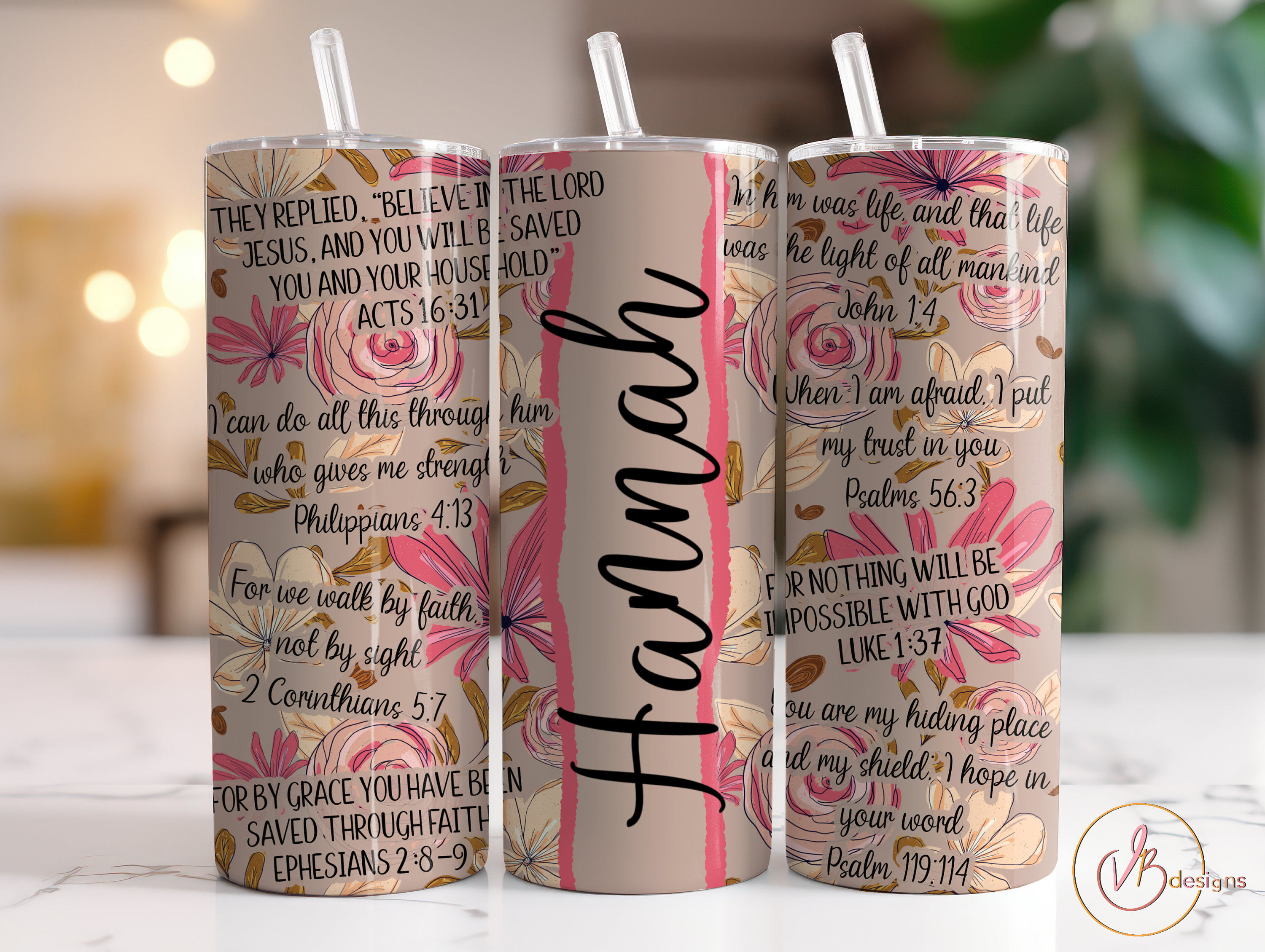 Bible Verses 20 oz Skinny Tumbler Christian Tumbler Wrap Affirmations Tumbler, Bible Tumbler PNG, Add Your Own Name Tumbler Digital Download