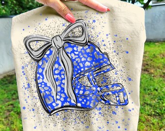Helmet Football Coquette PNG Blue School Spirit Png, Football Png, Faux Glitter Sports, Digital Download