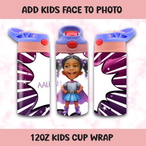 Add Photo 12oz Kids Flip Top Sippy Cup Tumbler Wrap, 12oz Straight Tumbler Sublimation PNG, Image Tumbler Wrap, Kids Picture Tumbler Wrap