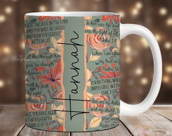 Bible Verse Christian Mug Sublimation Design, Faith Mug Wrap PNG,11 oz Mug Wrap, 15 oz Mug Wrap,Christian Mug Wrap Sublimation, Add Text Mug