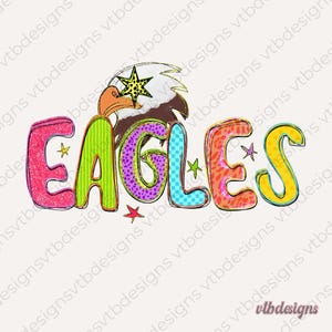 Mascot PNG Eagles Preppy School Spirit PNG, Girly Mascot, Trendy Png, Faux Glitter Png, Mascot Preppy, Digital Design