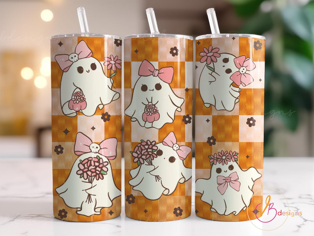 Cute Ghost Halloween Tumbler Wrap Png for Sublimation Designs Digital ...