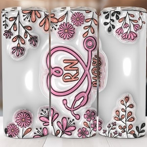 3D Tumbler RN Nurse Puff, Nurse 20oz Skinny Tumbler Sublimation Designs, Puffy Nurse, Inflated Nurse Tumbler, Digital Download