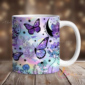 Holographic Coffee Mug Wrap PNG, Mug Sublimation Designs, 11 oz Mug Wrap, 15 oz Mug Wrap, Digital Download, Mug Template for Sublimation