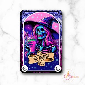 De Audacity Funny Tarot Card PNG, sarcastisch skelet sublimatie ontwerp, Witch Skull Tarot T-shirt mok PNG-bestand, digitale download