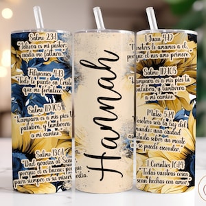 Envoltura para vaso con versículos bíblicos en español, vaso delgado de 20 oz, envoltura para vaso cristiano, vaso de afirmaciones, sublimación de vaso cristiano