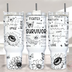Affirmations 40oz Quencher Tumbler Wrap PNG, Survivor Tumbler Sublimation Designs, 40oz Tumbler PNG, 40oz Sublimation Designs Downloads