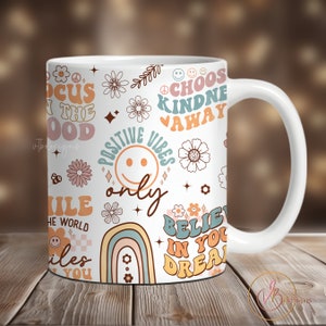 Affirmations Coffee Mug Wrap PNG, Mug Sublimation Designs, 11 oz Mug Wrap, 15 oz Mug Wrap, Digital Download, Mug Template for Sublimation