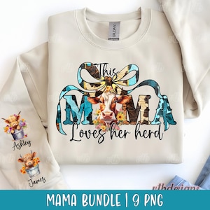 This Mama Loves Herd Png, Cowhide Mama Png, Highland Cow Mom Design Png, Mother&#39;s Day Png, Retro Mama Herd Png, Western Mama Png