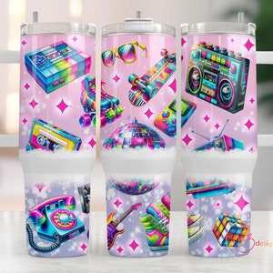 80&#39;s Tumbler Wrap Png, 40 oz Tumbler Png, 40 oz Tumbler Sublimation Designs, 40 Ounce Tumbler