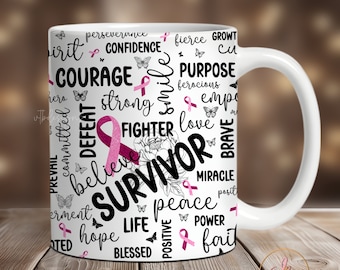 Cancer Mug Sublimation Design, 11 oz Mug Wrap, 15 oz Mug Wrap, Sublimation Cancer Mug PNG, Breast Cancer Mug Wrap, Coffee Mug PNG
