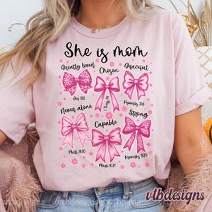 She is Mom Coquette Png, Christian Mama Png, Boho Floral Mama Png, Mom Png, Mother’s Day Gift Png, Affirmations Mama Png, Bible Verses Png