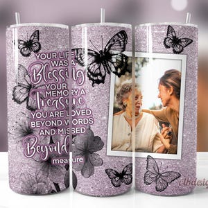 Memorial Tumbler Wrap Png Bundle, Glitter Memorial Sublimation Tumbler Designs, 20oz Skinny Tumbler Design Png, Photo Tumbler, Digital File