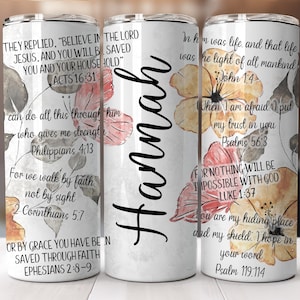 Bible Verses 20 oz Skinny Tumbler Affirmations Tumbler, Christian Quotes, Sublimation Wrap Tumbler Digital Download, Christian Floral