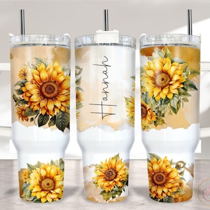 Add Name Sunflower 40oz Tumbler Wrap Sublimation PNG, Floral 40oz Wrap, 40oz Sublimation Design, Sublimation Downloads PNG, Add Text Tumbler