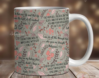 Bible Verse Christian Mug Sublimation Design, Religious Mug Wrap PNG, 11 oz Mug Wrap, 15 oz Mug Wrap, Christian Mug Wrap Sublimation
