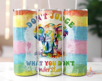 Autism Tumbler Wrap PNG, 20 oz Skinny Tumbler Sublimation Design, Autism Awareness Tumbler, Inspirational Tumbler PNG, Digital Download PNG
