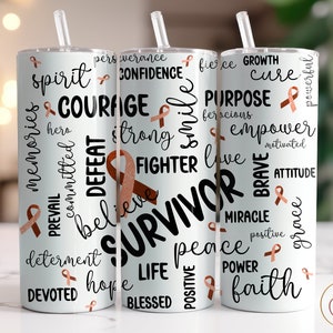 Leukemia/Kidney Cancer Tumbler Wrap PNG, 20oz Skinny Tumbler Sublimation Designs, Digital Download, Ribbon Tumbler Template