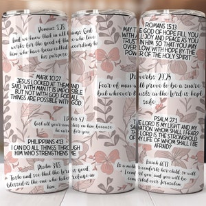 Bible Verses 20 oz Skinny Tumbler Affirmations Tumbler, Christian Quotes, Sublimation Wrap Tumbler Digital Download, Christian Floral