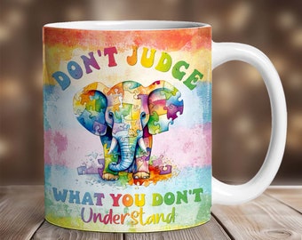 Envoltura para taza de café con autismo PNG, diseños de sublimación de tazas, envoltura para taza de 11 oz, envoltura para taza de 15 oz, plantilla de taza con autismo para sublimación, descarga digital