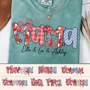 Preppy Floral American Mama Glitter Coquette PNG Bundle, 4th of July Mom Png, USA Nana Mimi Gigi Png, Retro American Independence