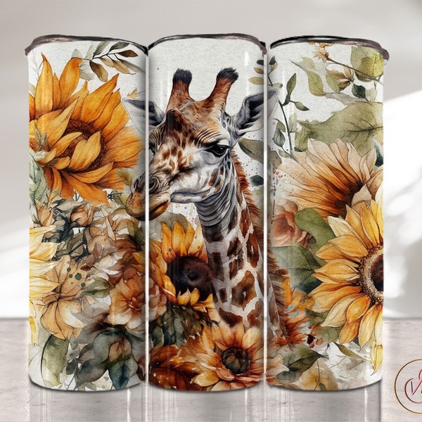 Giraffe Tumbler Wrap PNG 20 oz Skinny Tumbler Sublimation Designs Digital Download, Seamless Tumbler PNG Wild Animals Tumbler Design PNG