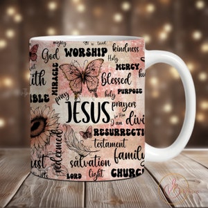 Jesus Christian Mug Sublimation Design, Faith Mug Wrap PNG, 11 oz Mug Wrap, 15 oz Mug Wrap, Christian Mug Wrap Sublimation Religious Mug PNG