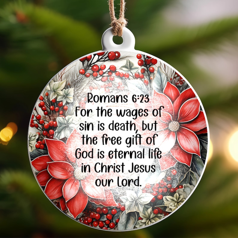 Bible Verse Christmas Round Ornament PNG Bundle, Sublimation Ornament ...