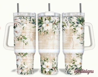 Floral 40oz Tumbler Wrap Sublimation PNG Wood 40oz Tumbler PNG, Retro 40oz Sublimation Design, Vintage 40oz Quencher