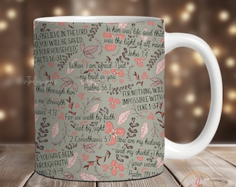 Bible Verse Christian Mug Sublimation Design, Faith Mug Wrap PNG,11 oz Mug Wrap, 15 oz Mug Wrap,Christian Mug Wrap Sublimation, Add Text Mug