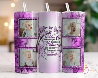 Photo Memorial Tumbler Wrap, Child Memorial Sublimation Tumbler Designs, 20oz Skinny Tumbler Design Png, Photo Tumbler, Digital File
