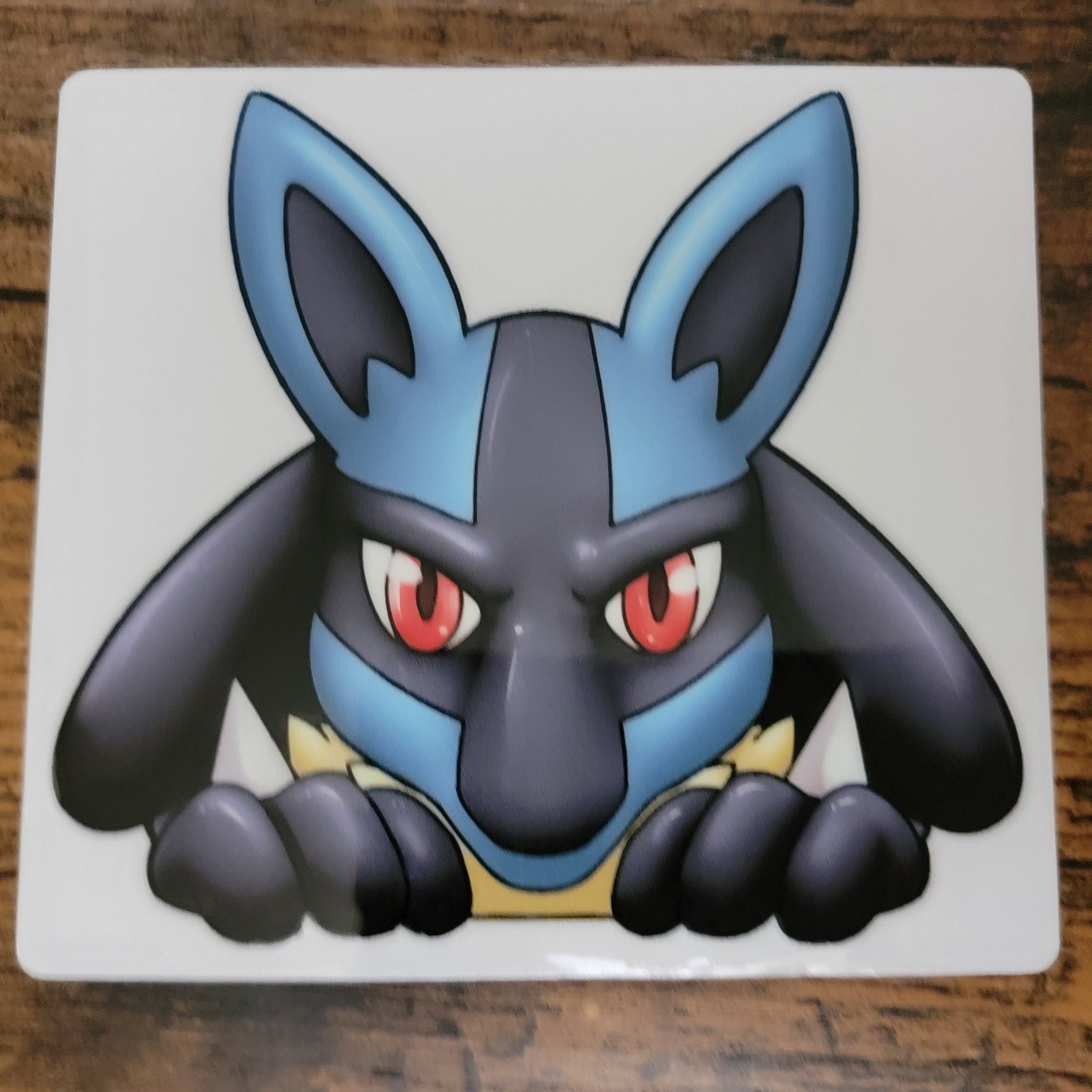 Mega Lucario - Iron on patch - Shiny Metallic Embroidered. Pokemon patch.