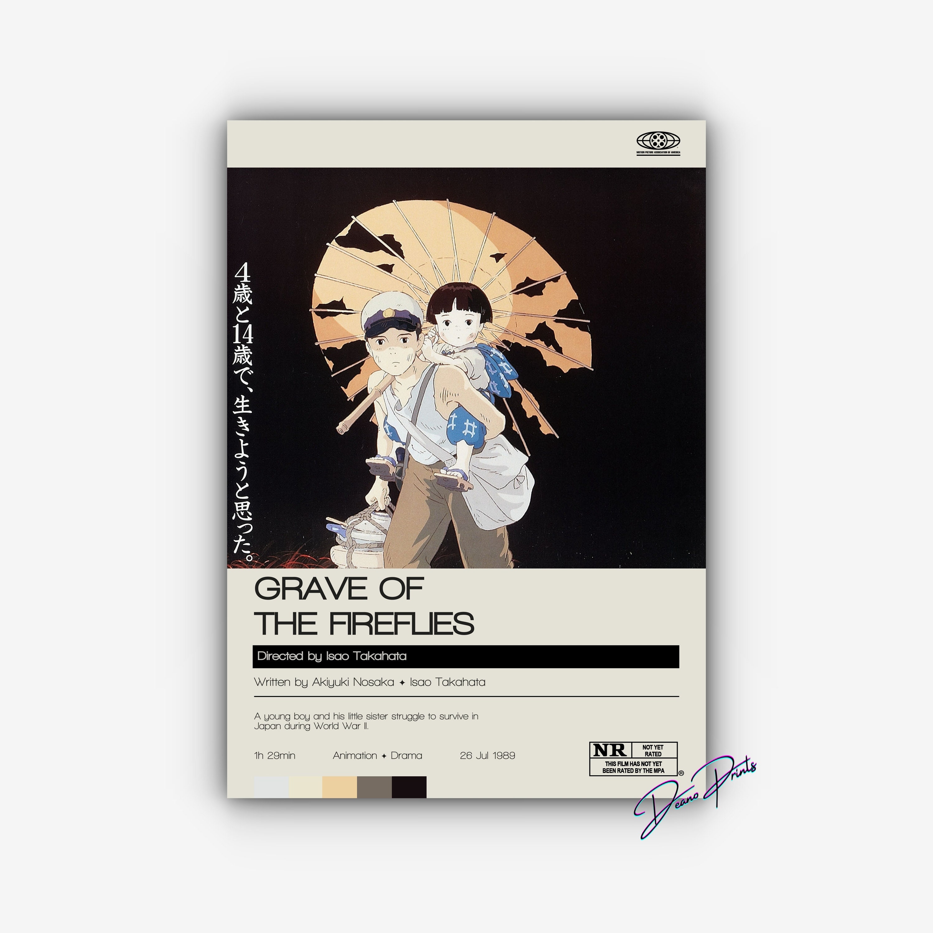 Grave Of The Fireflies Japanese Anime Poster Canvas Art Print Home