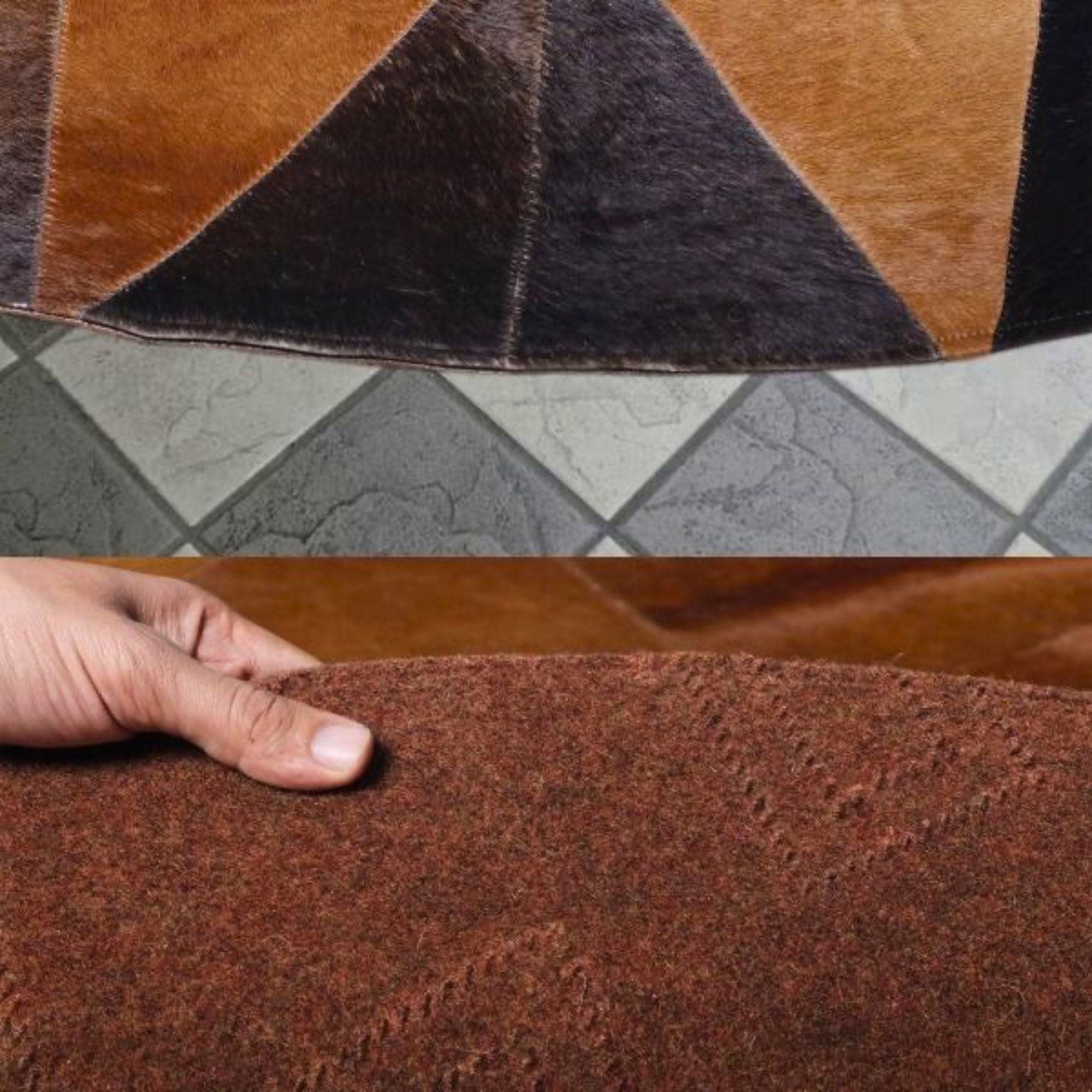 Hair on Cowhide Patchwork Rug Tricolor Cowhide Patchwork Round - Etsy