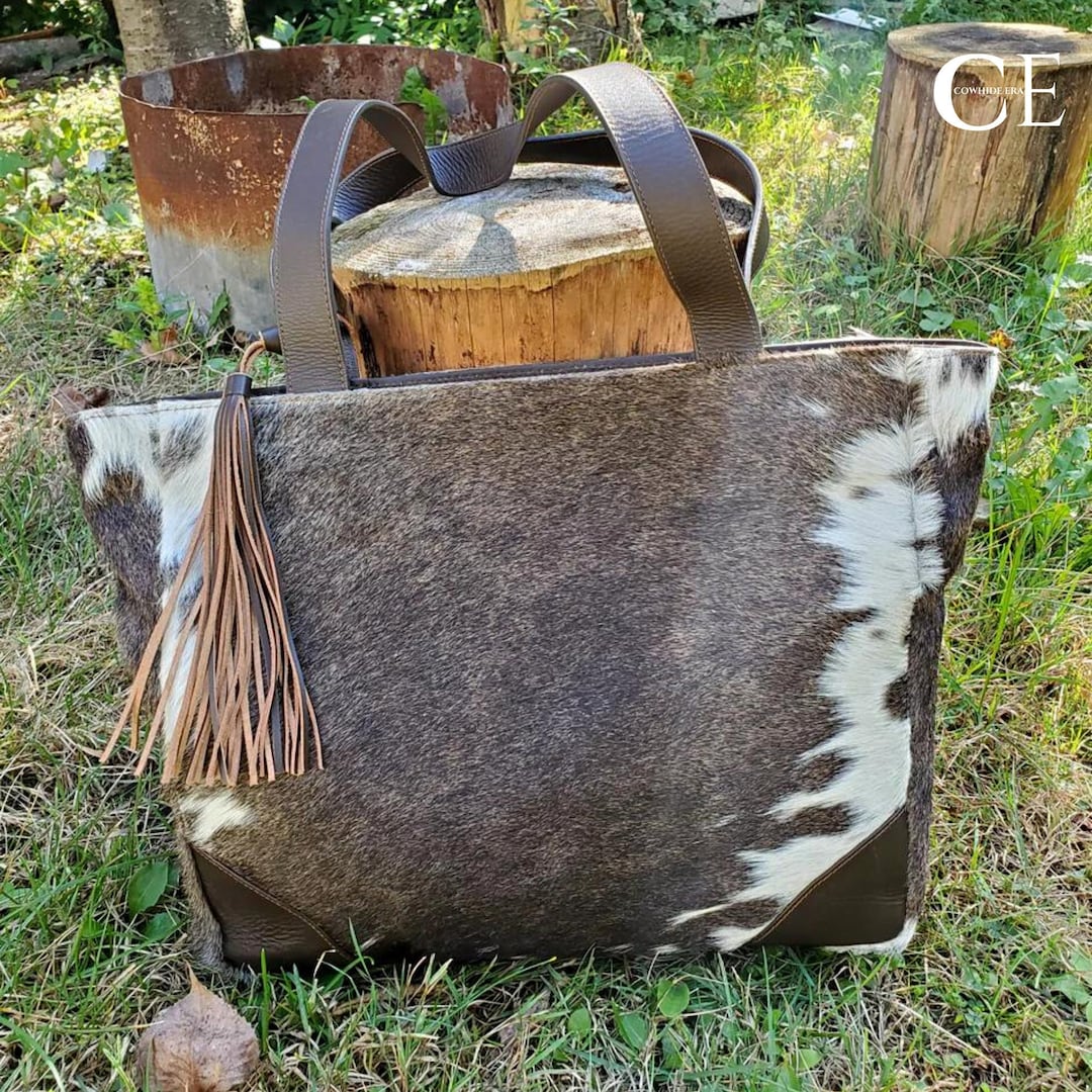 COWHIDE TOTE PURSE Bag Cowhide Leather Women Tote Bag - Etsy