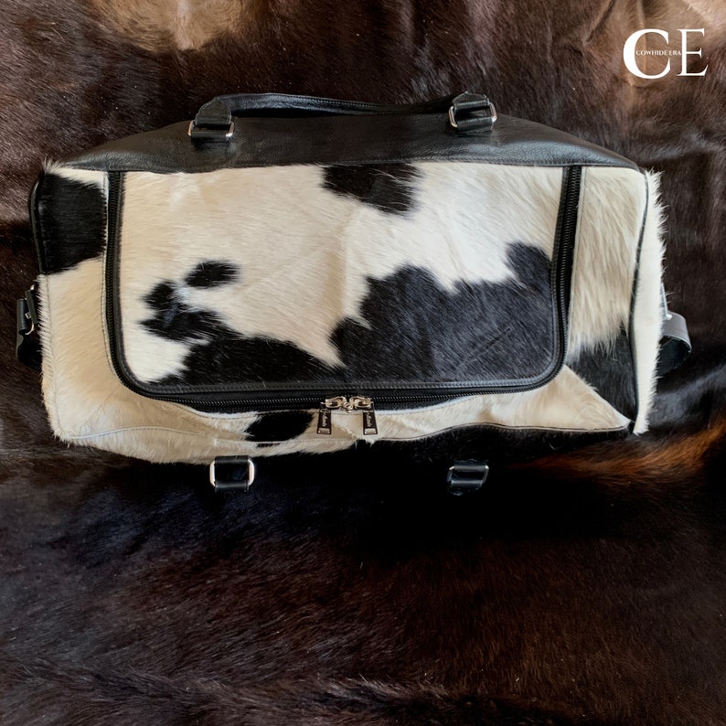 COWHIDE DUFFLE Bag With Free Gift Handmade Cowhide Weekender Etsy