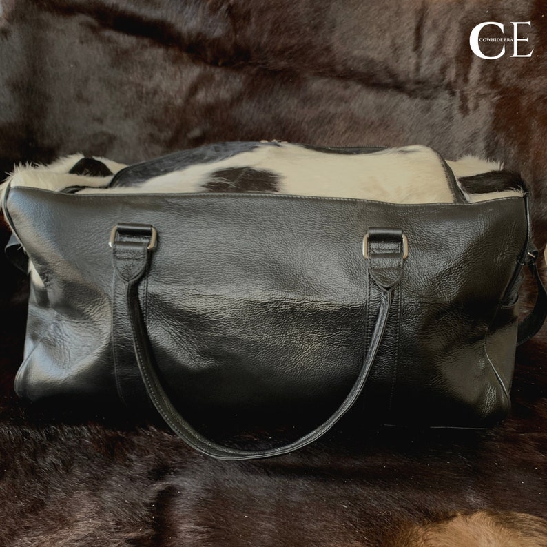 COWHIDE DUFFLE Bag With Free Gift Handmade Cowhide Weekender Etsy