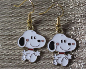 Snoop Puppy Earrings, Kawaii Earrings, Puppy Earrings, Surgical Brass - 1 Pair
